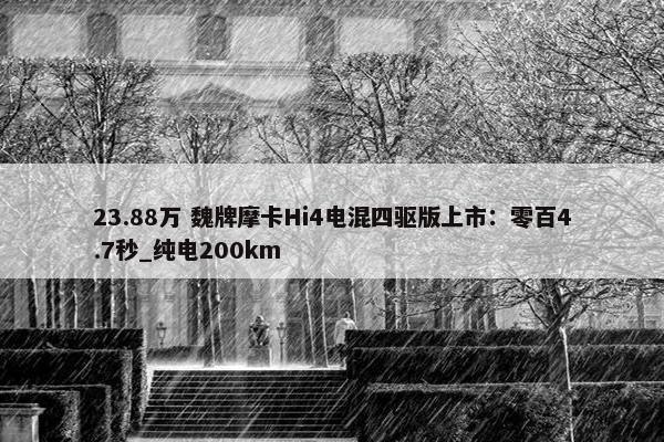 23.88万 魏牌摩卡Hi4电混四驱版上市：零百4.7秒_纯电200km